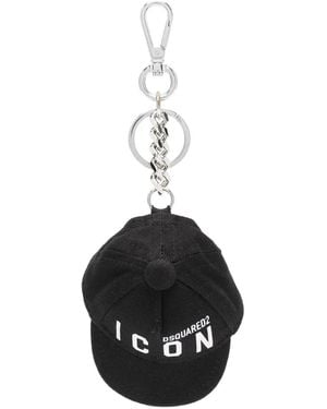 DSquared² Icon Logo-Print Keychain - Black