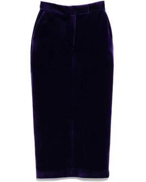 Alex Perry Velvet Pencil Skirt - Blue