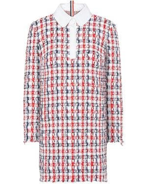 Thom Browne Gingham Satin-Ribbon Tweed Mini Dress - Red
