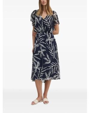 DKNY Leaf-Print Midi Dress - Blue