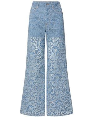 Veronica Beard Vaqueros Taylor Con Motivo Floral - Azul