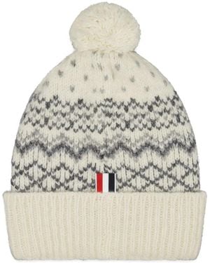 Thom Browne Fair Isle Donegal Mohair Tweed Jersey Hat - Natural