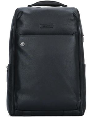 Piquadro Pebbled Leather Backpack - Black
