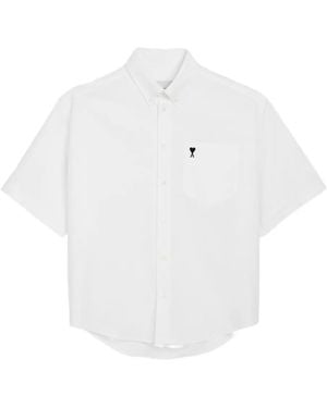 Ami Paris Ami De Coeur Embroidered Boxy Shirt - White