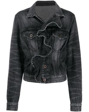 Unravel Project Ruffled Denim Jacket - Black