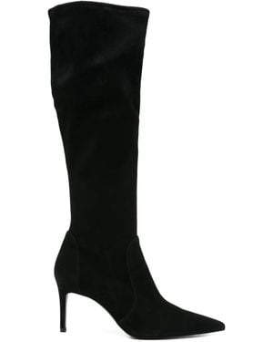 Stuart Weitzman 80Mm Pointed-Toe Stretch-Knit Boots - Black