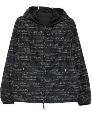 Emporio Armani Logo-Pattern Reversible Jacket - Black