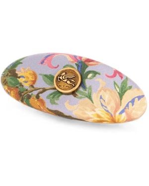 Etro Silk Hair Clip With Floral Motif - Metallic