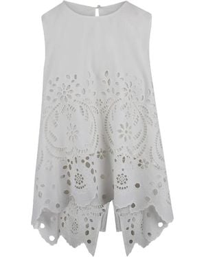 Jovonna London Petraia Broderie-Anglaise Scallop-Edge Top - Grey