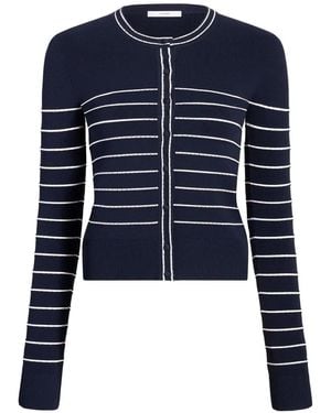 Adam Lippes Faye Horizontal-Stripe Cardigan - Blue