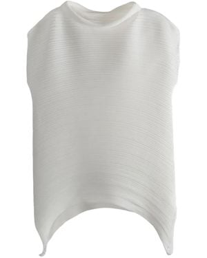 Pleats Please Issey Miyake Asymmetrical-hem Pleated Top - グレー