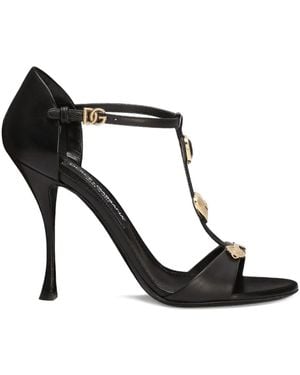 Dolce & Gabbana 105Mm Embellished T-Bar Sandals - Black