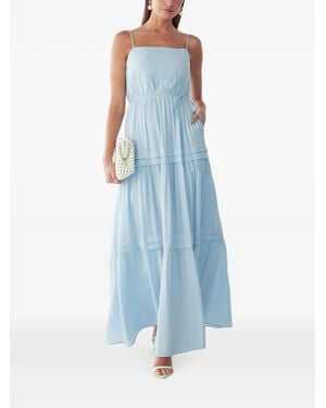 ST MRLO Pintuck-Detail Tiered Midi Dress - Blue