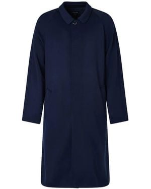 Giorgio Armani Concealed-Fastening Raglan-Sleeve Coat - Blue