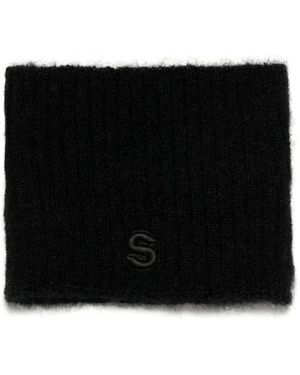 Sacai Logo-Embroidered Scarf - Black