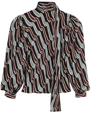 Gucci Heritage Ribbon-Print Blouse - Black