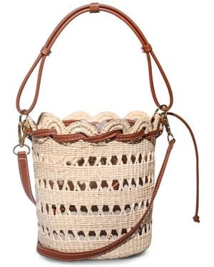 Sensi Studio Woven Scalloped Bucket Bag - White
