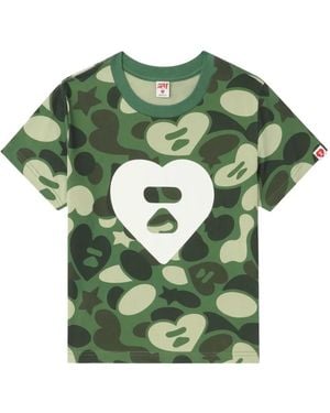 A Bathing Ape Camouflage Heart T-Shirt - Green