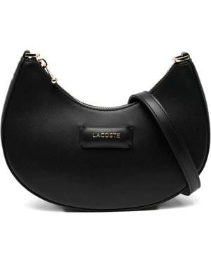 Lacoste Logo-Appliqué Half-Moon Bag - Black
