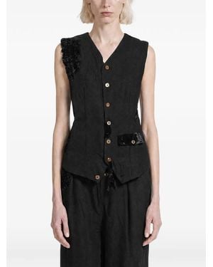 Aleksandr Manamïs Mended Poets Velvet-Panel Waistcoat - Black