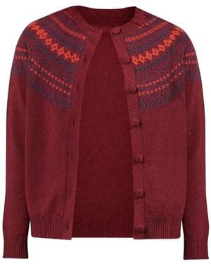 Alexandra Golovanoff Cardigan Mila À Motif Fair Isle - Red