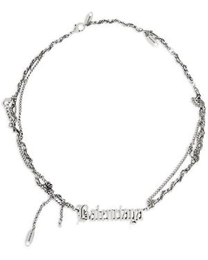 Balenciaga Typo Destroyed Logo-Pendant Necklace - Metallic