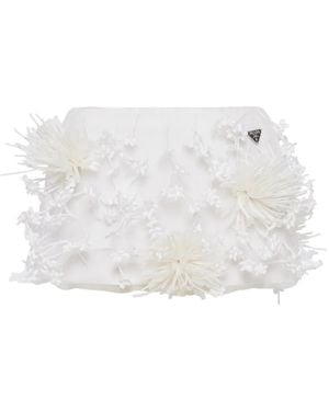 Prada Embroidered Organza And Satin Miniskirt - White