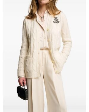 Ralph Lauren Fein Gestrickter Cardigan Mit Logo - Natur