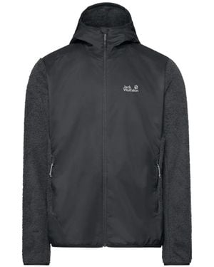 Jack Wolfskin Giacca Leggera Evertrek-Hybrid Con Cappuccio E Inserti - Nero