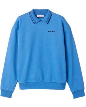 Miu Miu Cotton-Fleece Sweatshirt - Blue