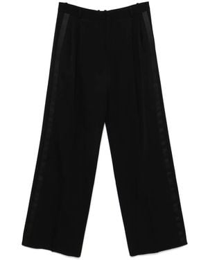 Saint Laurent Wide-Leg Grain De Poudre Trousers - Black