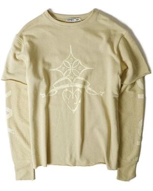 OPEN YY Layered Graphic-Emblem T-Shirt - Natural