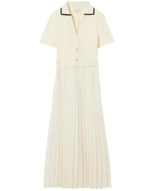 Claudie Pierlot Robe Mi-Longue Nervurée À Plis - Blanc