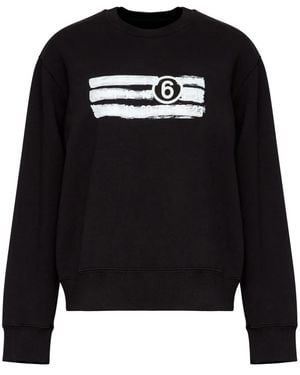 MM6 by Maison Margiela Printed Cotton Sweatshirt - Black