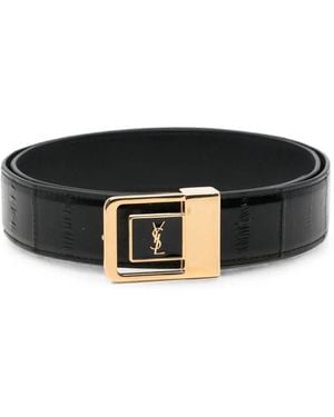 Saint Laurent Ysl Logo-Plaque Belt - Black