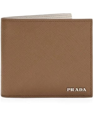 Prada Logo-Plaque Leather Wallet - Brown