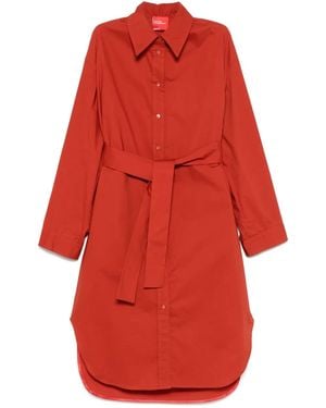 ..,merci Belted Shirt Dress - Red