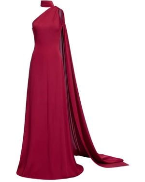 Elie Saab One-Shoulder Scarf Maxi Dress - Red