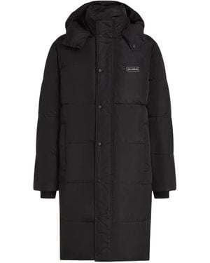 KARL LAGERFELD Long Hooded Puffer Jacket - Black