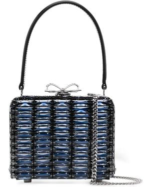 Self-Portrait Crystal-Embellished Top-Handle Mini Bag - Blue