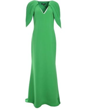 Badgley Mischka V-neck Cape Gown - グリーン