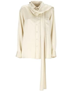 The Erose Salvador Scarf-Detail Shirt - Natural