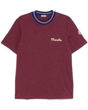 Moncler T-Shirt mit Logo-Stickerei - Rot