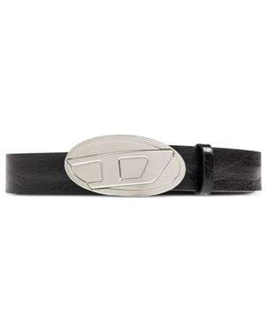 DIESEL B-1Dr 2.0 Leather Belt - White