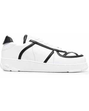 Gcds Contrast-Detail Chunky Leather Sneakers - White