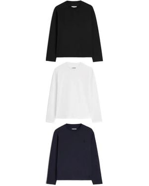 Jil Sander Monogram-Embroidered Long-Sleeve T-Shirt - Black