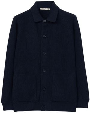 Maurizio Baldassari Ribbed-Knit Button-Up Jacket - Blue