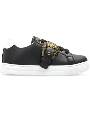 Versace Jeans Couture Buckle Leather Trainers - Black