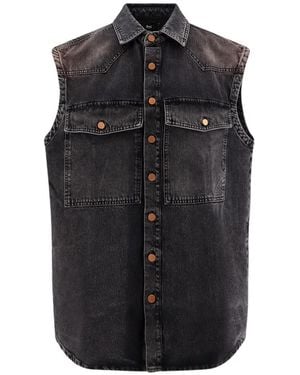 3x1 Flap-Pocket Sleeveless Shirt - Black