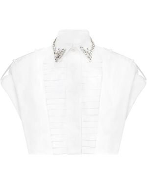 Philipp Plein Short Sleeve Voulant Cropped Shirt - White